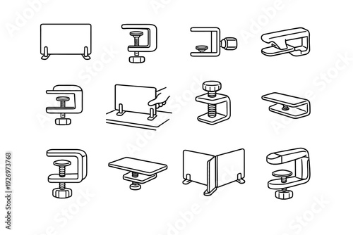 Divider vector portable mounting attachment tabletop silhouette bracket system desk clamp dividers