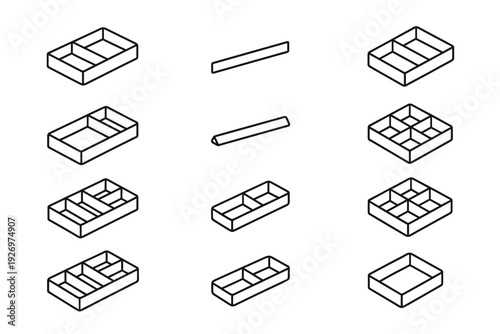 Vector drawer lid shape partition outline separator icon minimalist icons geometry modern
