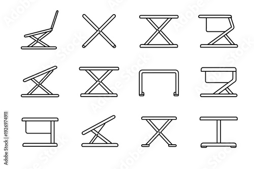 Ergonomic legs laptop geometry vector computer feet riser foldable icon stand outline