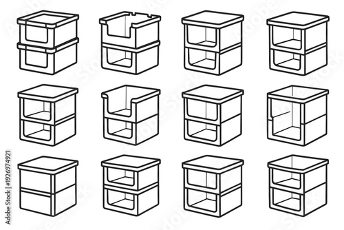 Bin icon grooves container kitchen sturdy corner stackable pantry edges box top