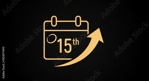 Calendar icon with the fifteenth date and an upward arrow, representing progress and growth.