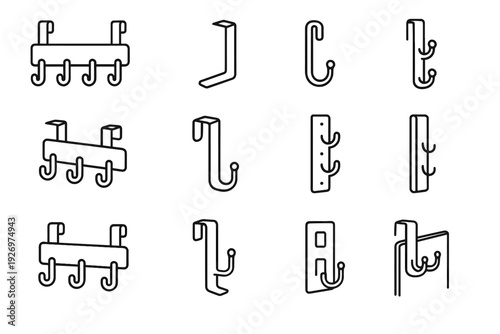 Vector utility storage icon peg hanging holder flat backing modern key