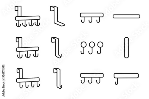 Hooks minimalist modern easy slim tool vector holder key structure icon storage