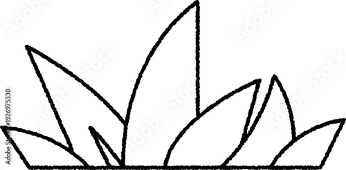 Minimalist Line Art Bush Silhouette Illustration with Black Outline Style