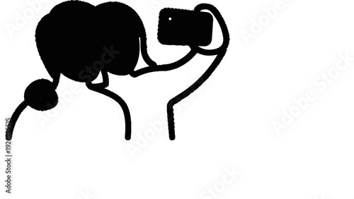 Stick figure taking a selfie with a phone