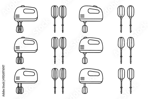 Vector electric food structural icon dial air style handheld kitchen whisk beater