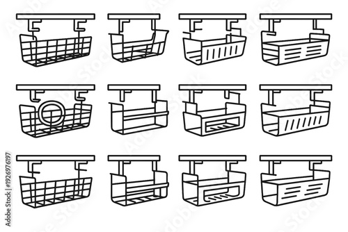 Modern cable icons system tray deep gap arms vector geometry basket icon