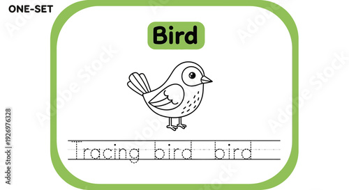 Bird Tracing Worksheet for Kids. Handwriting Practice
