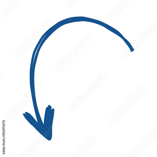 Download arrow vector icon. Curved down pointing save symbol