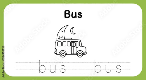 Bus tracing worksheet for kids learning