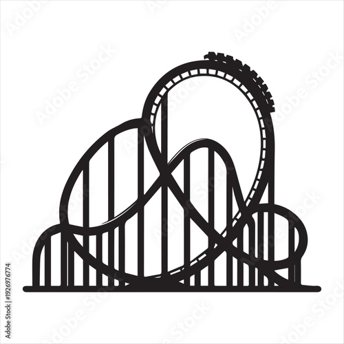 Roller coaster thrill vector silhouette  outline logo design concept illustration