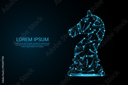 Futuristic Digital Chess Knight with Glowing Plexus Network and Abstract Connectivity Lines
