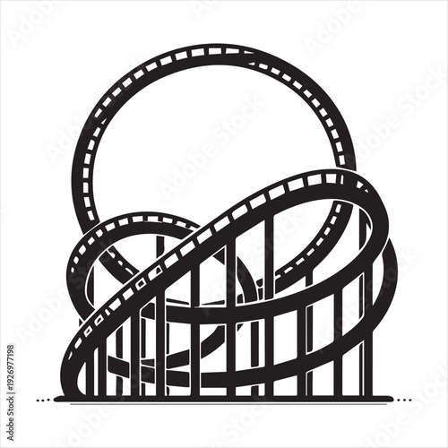 Roller coaster thrill vector silhouette  outline logo design concept illustration