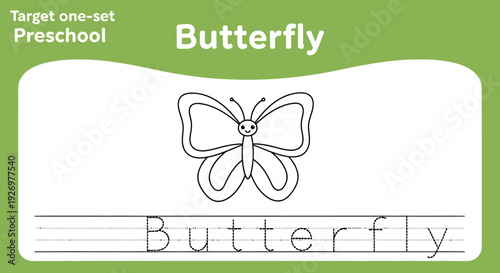 Butterfly Tracing Worksheet for Preschoolers