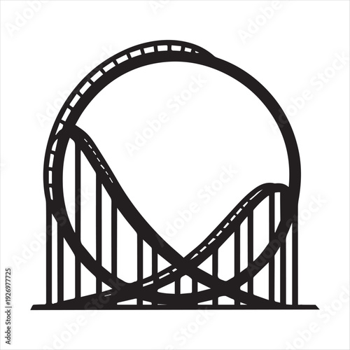 Roller coaster thrill vector silhouette  outline logo design concept illustration