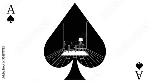 Ace of Spades with a room inside, a unique and artistic concept.