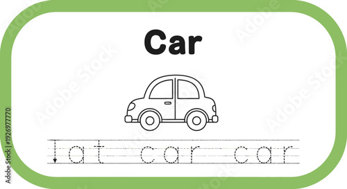 Car tracing worksheet for kids learning to write