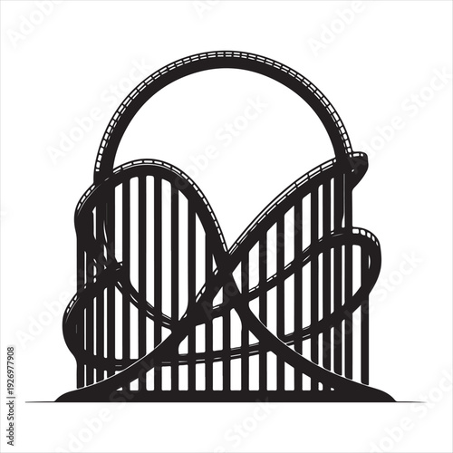 Roller coaster thrill vector silhouette  outline logo design concept illustration
