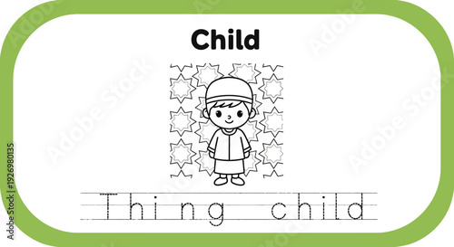 Child illustration for coloring book, education