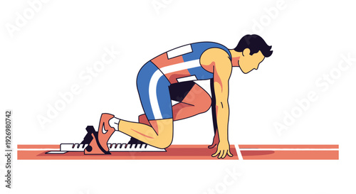 A stylized illustration depicting a runner poised at the starting blocks ready to sprint silhouette high quality professional detailed modern elegant
