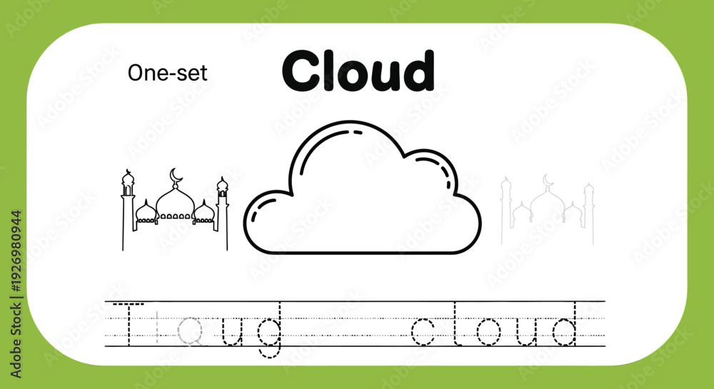 Obraz premium Cloud tracing worksheet for kids learning