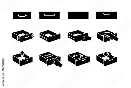 Vector knobless drawer access finger concepts panel generation slide icon feature image