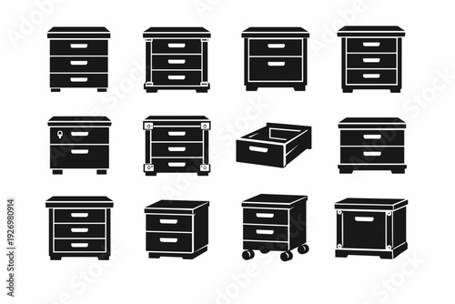 Concept icon furniture vector storage icons element desk durable build drawer
