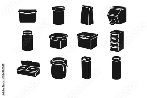 Grain icon pantry holder generation storage bulk box vector silhouette kitchen simple