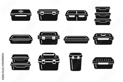 Container icons meal cold freezer storage vector food unit sealed icon shape