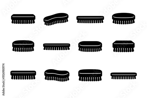 Footwear bristle head care everyday vector cleaning brush icon cleaner shoe