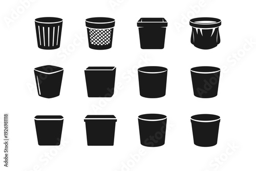 Clean rimmed bin simple trash icon vector image generation form can minimalist