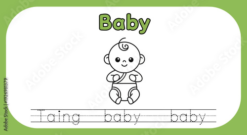 Cute baby tracing worksheet for kids learning