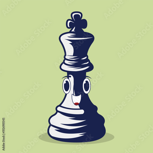 Cute Kawaii Chess King Vector Pastel Colored Flat Style Strategy Game Illustration, Hand Drawn King Chess Piece Icon for Board Game, Strategy Concept, Leadership, and Checkmate Design