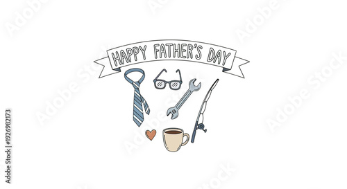Fathers Day Illustration with Tie and Tools.