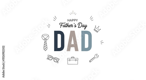 Happy Fathers Day Dad Typography Illustration.