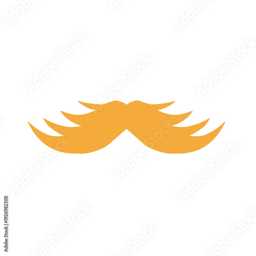 Mustache yellow hand drawn. Mustache male face hair different styles