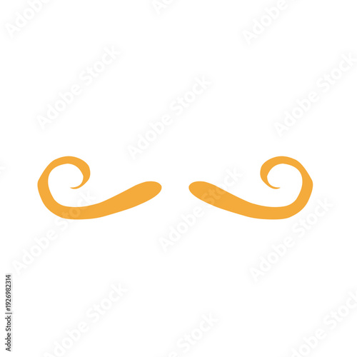 Mustache yellow hand drawn. Mustache male face hair different styles