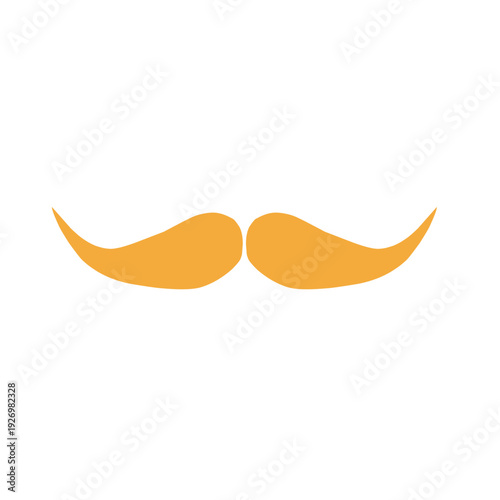 Mustache yellow hand drawn. Mustache male face hair different styles