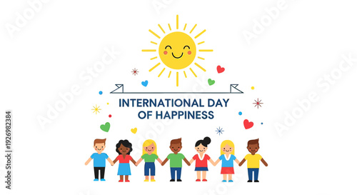 International Day of Happiness Illustration People.