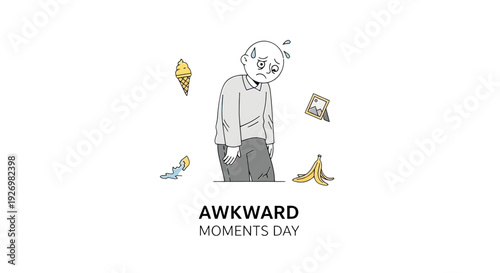 Man Experiencing Awkward Moments in Life.