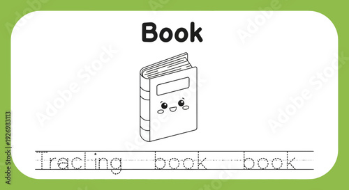 Cute Book Tracing Worksheet for Kids