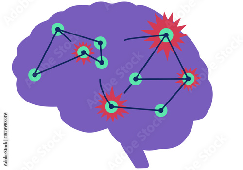 A stylized brain illustration highlights hunger triggers and their connections, showcasing brain appetite control technology. Vibrant colors and a modern design create a visually engaging concept.