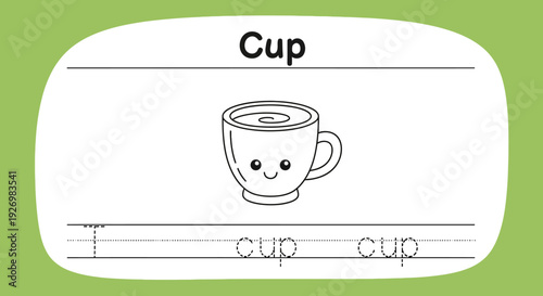 Cute Cup Coloring Page for Kids Learning