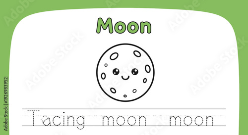 Cute moon coloring page for kids, space activity