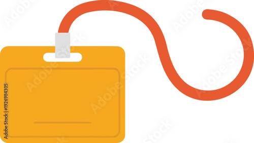 A minimalist illustration of an employee ID badge on a lanyard against a white background.