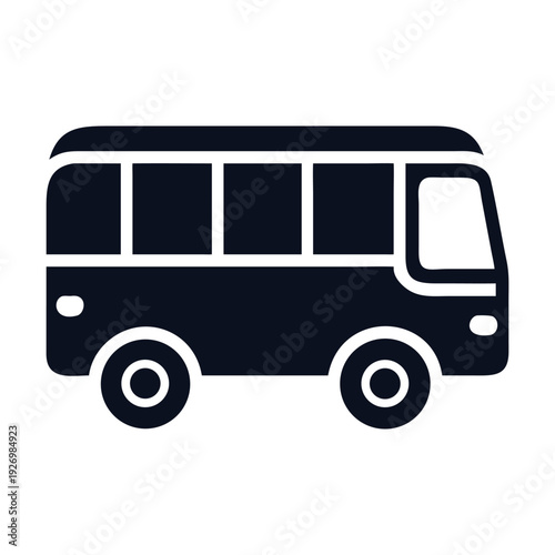 Modern Minibus Icon Set – Simple Flat Shuttle Van Transport Vector Collection