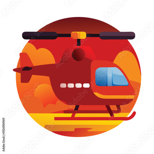 Colorful Helicopter Icon Set – Modern Flat Vector Illustration Collection