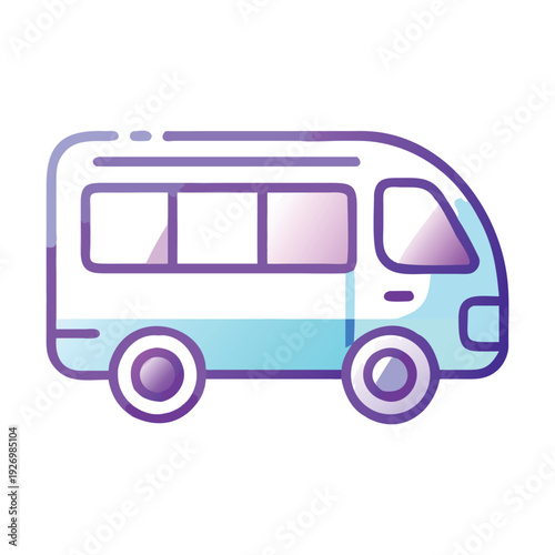 Modern Minibus Icon Set – Simple Flat Shuttle Van Transport Vector Collection
