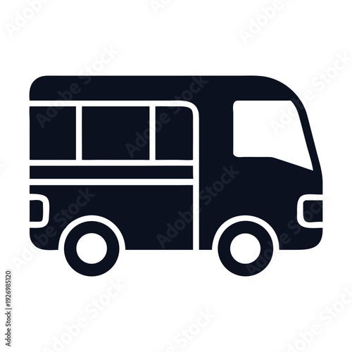 Modern Minibus Icon Set – Simple Flat Shuttle Van Transport Vector Collection