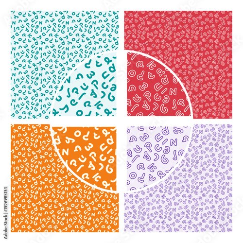 Playful Summer Hebrew Alphabet Seamless Pattern Set